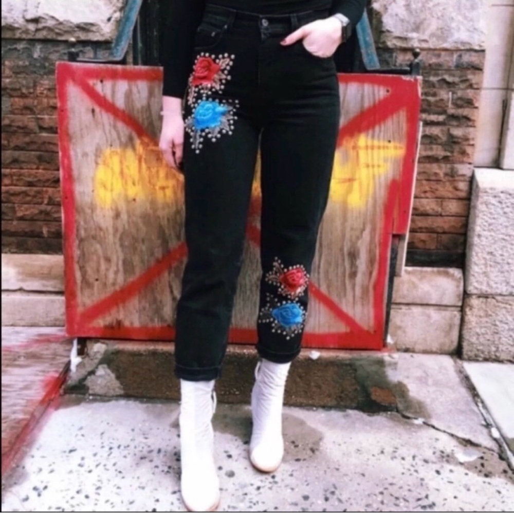 LF Carmar Embroidered Floral and Stud Jeans